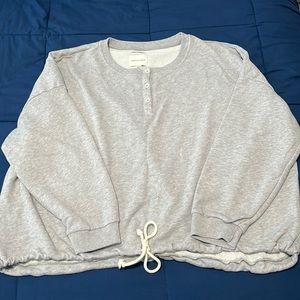 AE Oversized Cinch Waist Crewneck Button-Down Sweatshirt